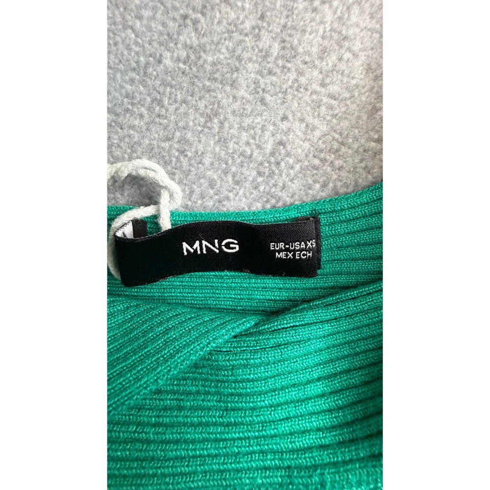 Mango MNG Green Ribbed Knit Crossover Wrap Crop Top Sleeveless XS - Picture 5 of 5